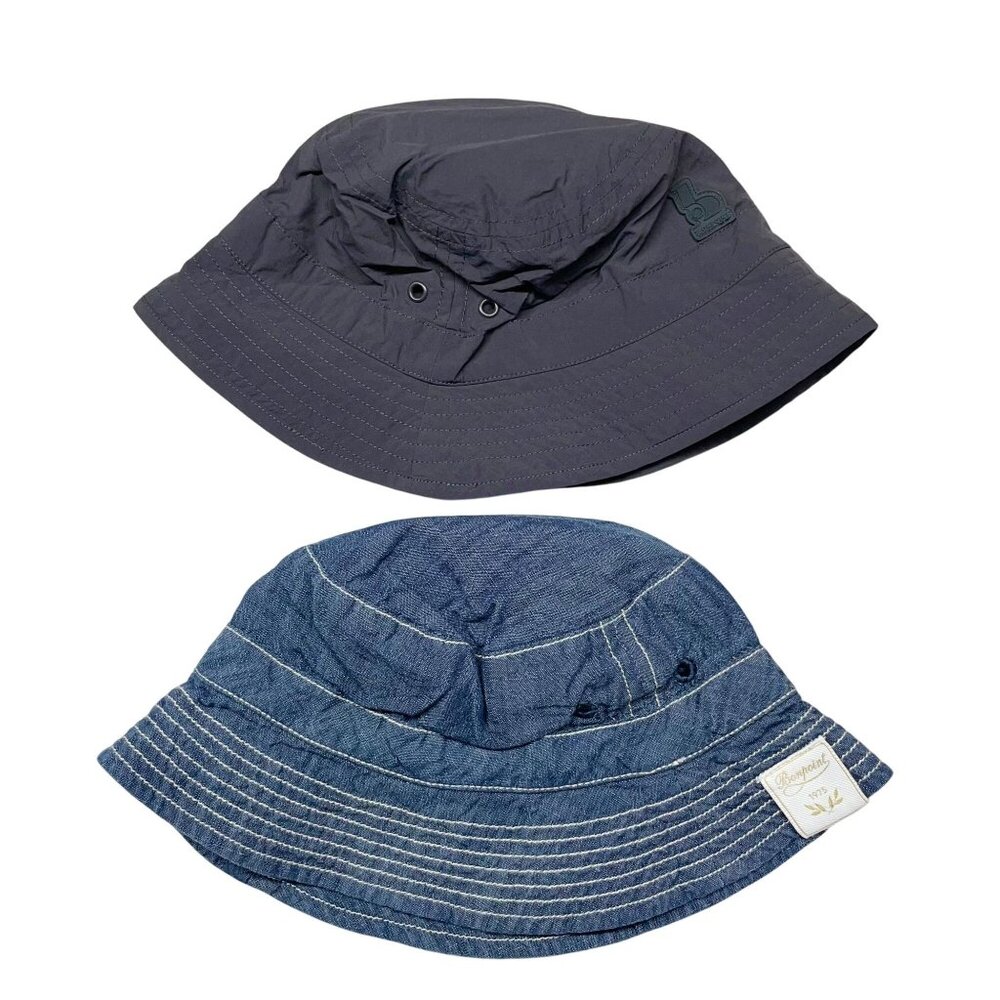 Bonpoint Bucket Hat Size T5 Bundle Blue Chambray / Gray Polyamide Nylon Set of 2